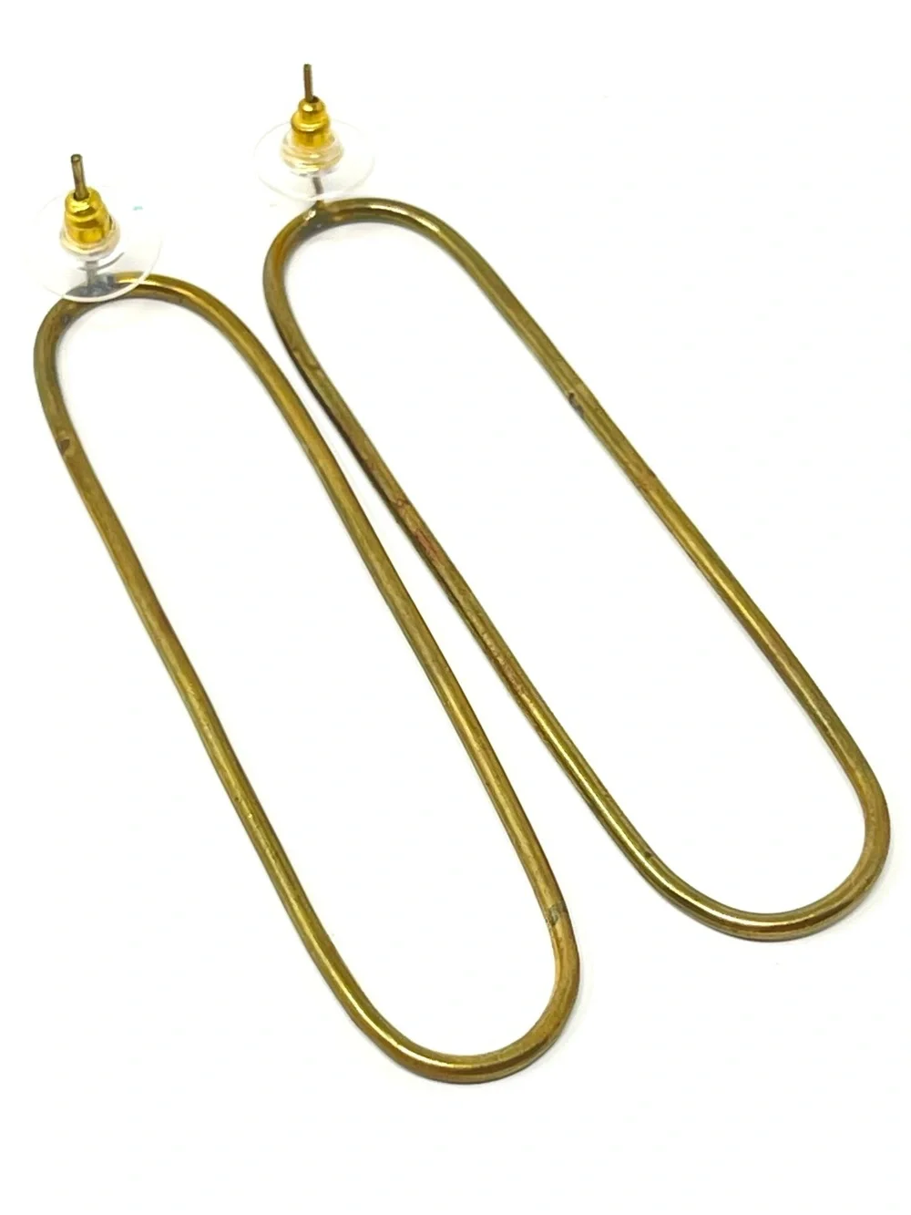 New Anthropologie Minimalist Gold Oval Earrings